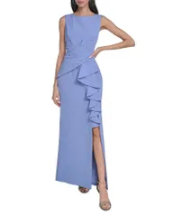 エリザジェイ レディース トップス ワンピース フリル ノースリーブ Eliza J Ruffled Sleeveless Gown Periwinkle