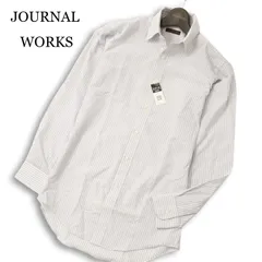 【新品 未使用】 JOURNAL WORKS ジャーナルワークス 通年★ 形態安定 長袖 ストライプ シャツ ワイシャツ Sz.S メンズ