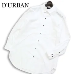D'URBAN ダーバン 通年★ 長袖 シャドー ストライプ ボタンダウン シャツ Sz.41/84 メンズ 白