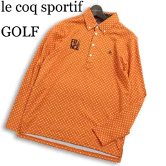 le coq sportif GOLF ルコック スポルティフ ゴルフ 通年★ 長袖 ドット柄 ロゴ刺繍 ポロシャツ Sz.M メンズ オレンジ