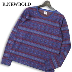 【美品】R.NEWBOLD ポールスミス 通年★ ジャガード 総柄 長袖 カットソー ロンTシャツ Sz.L メンズ ネイビー