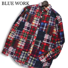BLUE WORK ブルーワーク トゥモローランド 通年 コットン100％★ 長袖 パッチワーク BD シャツ 日本製 Sz.S メンズのサムネイル