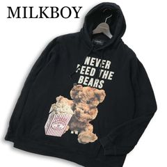 MILKBOY 総柄パーカー くま クマ ぬいぐるみ テディベア 黒 ブラック 