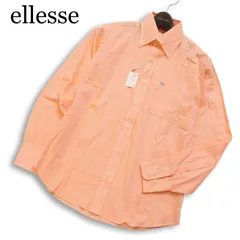 【新品 未使用】 ellesse エレッセ 通年★ 長袖 ロゴ刺繍 ボタンダウン シャツ Sz.S メンズ