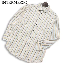 INTERMEZZO インターメッツォ レナウン 通年★ 長袖 ストライプ ボタンダウン シャツ 大きいサイズ Sz.LL メンズ