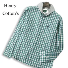 Henry Cotton's ヘンリーコットンズ 通年★ 長袖 チェック 切替 ロゴ刺繍 シャツ Sz.39 メンズのサムネイル