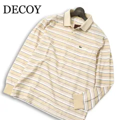 【新品 未使用】 DECOY デコイ 通年★ 刺繍 長袖 鹿の子 ボーダー ポロシャツ Sz.L メンズ
