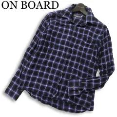 ON BOARD オンボード 通年★ シワ加工 長袖 チェック シャツ 日本製 Sz.L メンズのサムネイル