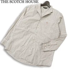 THE SCOTCH HOUSE スコッチハウス 通年★ 長袖 ロゴ刺繍 ストライプ シャツ Sz.L メンズ