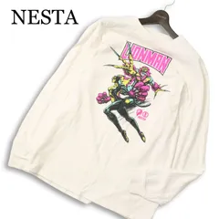 NESTA ネスタ 通年 LIONMAN★ 長袖 アメコミ風 グラフィック プリント ロンT Sz.L メンズ 白のサムネイル