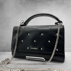 DIESEL スタッズ チェーンウォレット レザー ショルダー 2way 黒 2719