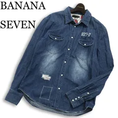 BANANA SEVEN バナナセブン 通年★ 長袖 USED加工 刺繍 パッチワーク デニム ウエスタン シャツ Sz.XL メンズ 大きいサイズのサムネイル