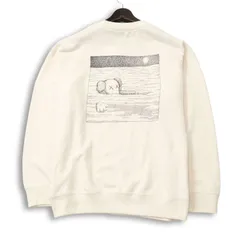 【新品 23SS】 UNIQLO × KAWS ユニクロ 通年★ プリント 長袖 スウェット シャツ トレーナー Sz.L メンズ 白 未使用