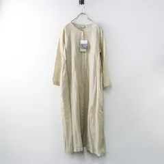 美品 ツハルバイサマンサモスモス TSUHARU by SM2 Samansa Mos2 綿麻 アンティークレース ギャザーワンピース F ベージュ【2400014445268】のサムネイル