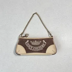 JUICY COUTURE velours hand bag y2k ジューシークチュール ベロア チェーン ハンドバッグ アクセサリーポーチ チャーム ブラウン ベージュ 美品のサムネイル