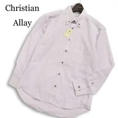 【新品 未使用】 Christian Allay クリスチャン・アレイ 通年★ 長袖 ボタンダウン ストライプ シャツ Sz.39-82 メンズ