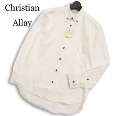 【新品 未使用】 Christian Allay クリスチャンアレイ 通年★ 長袖 ボタンダウン ストライプ シャツ Sz.39-82 メンズ 白