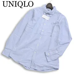 【新品 未使用】 UNIQLO ユニクロ 通年 長袖 ボタンダウン オックスフォード シャツ Sz.L　メンズ 青