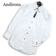 【新品 未使用】 Andirons アンダイアロンズ 通年★ 長袖 ボタンダウン ボーダー シャツ ビジカジ Sz.39-82 メンズ