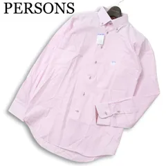 【新品 未使用】 PERSON'S FOR MEN パーソンズフォーメン 通年 長袖 ボタンダウン ストライプ シャツ Sz.39-86　メンズ