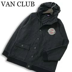 VAN CLUB ヴァン クラブ 通年 ロゴ ワッペン★ 裏地ボーダー ジップ フーデッド ジャケット ブルゾン Sz.L メンズ