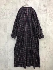 美品 crie conforto クリー コンフォルト コットン ロング チェック スキッパー シャツ ワンピース sizeS ■◇ レディース