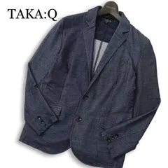 TAKA:Q タカキュー 通年 SLIM FIT★ スリム アンコン テーラード ジャケット Sz.M メンズ ネイビーのサムネイル