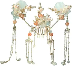 漢服の髪飾り ヘッドドレス カチューシャ ウェディング 花嫁 レディース花飾り 古風首飾り 古代 髪留め イヤリング プリント Uピンフラワー 花モチーフ ヘアピン かんざし 和装 紐アレンジ ロープアレンジ 成人式 卒業式 結婚式 パーティー 和装 撮影