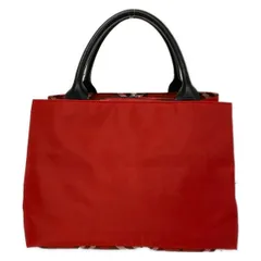 Burberry Blue Label(バーバリーブルーレーベル) ハンドバッグ - レッド×黒×白 一部チェック柄/3ポケット/ミニバッグ レザー