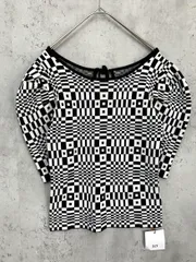 新品 SLY ｽﾗｲ 幾何学 パワショル ニット セーター sizeF/白ｘ黒 ■◆ レディース