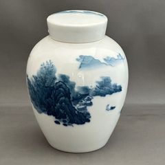 御室窯〉染付山水画 茶入 茶壺 茶心壺 - メルカリ