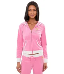 ジューシークチュール レディース アウター パーカー・スウェット ジャケット Juicy Couture Heritage Rib Trim Kangaroo Pocketrack Jacket Hoのサムネイル