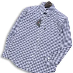【新品 未使用】 pierucci ピエルッチ 通年★ 長袖 ボタンダウン チェック シャツ Sz.M メンズ ネイビー 大きいサイズ