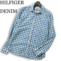HILFIGER DENIM トミーヒルフィガー 通年★ ロゴ刺繍 長袖 チェック シャツ Sz.M メンズのサムネイル