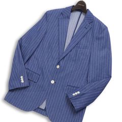美品 近年 アンジェリコ 高級素材 ジャケット ストライプ ネイビー AB6 