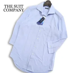 【新品 未使用】 THE SUIT COMPANY スーツカンパニー 春夏★ 七分袖 ボタンダウン シャツ ワイシャツ Sz.L メンズ ビジカジ