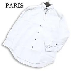 【新品 未使用】 PARIS 16e パリス 通年★ 長袖 ボタンダウン ドビー ビジネス ドレス ワイシャツ Sz.M メンズ 白