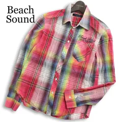 Beach Sound ビーチサウンド 通年★ 長袖 マドラスチェック ロゴ刺繍 ボタンダウン シャツ Sz.M メンズ サーフのサムネイル