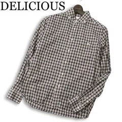 DELICIOUS デリシャス 通年 コットン100％★ 長袖 チェック柄 ボタンダウン シャツ 日本製 Sz.4 メンズ