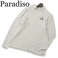 Paradiso パラディーゾ ゴルフ ロゴ刺繍★ ギンガム チェック 長袖 ハイネック カットソー シャツ Sz.LL メンズ 大きい 灰のサムネイル