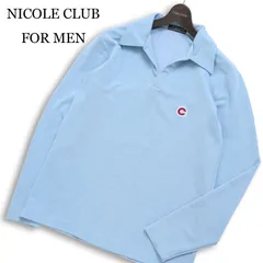 NICOLE CLUB FOR MEN ニコルクラブ フォーメン 通年 刺繍★ 長袖 スキッパー ポロシャツ Sz.M位 メンズ 日本製のサムネイル