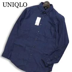 【新品 未使用】 UNIQLO ユニクロ 通年 インディゴ★ 長袖 ボタンダウン デニム シャツ Sz.S メンズ