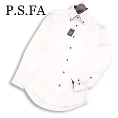 【新品 未使用】 P.S.FA パーフェクトスーツファクトリー 通年★ 長袖 ボタンダウン シャツ Sz.S メンズ 白 大きいサイズ