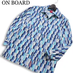 ON BOARD オンボード 通年★ 長袖 総柄 幾何学柄 ビッグシルエット シャツ Sz.M メンズのサムネイル
