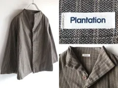 Plantation プランテーション ストライプ 微起毛 コットンツイード 比翼 ボトル襟 ジャケット M カーキ 日本製のサムネイル