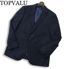 TOPVALU トップバリュ イオン 春夏 ウール混 背抜き ウインドウペン テーラード ジャケット ブレザー Sz.L メンズ 紺 大きい
