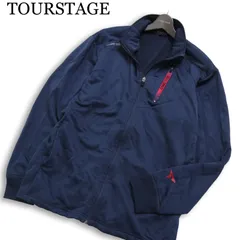 TOURSTAGE ツアーステージ ゴルフ 通年 ロゴプリント★  ジップアップ ブルゾン ジャケット Sz.LL メンズ 紺 大きなサイズのサムネイル
