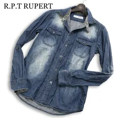 R.P.T RUPERT ルパート 通年 コットン100%★ USED＆ウオッシュ加工  長袖 ボタンダウン デニム シャツ Sz.M メンズのサムネイル