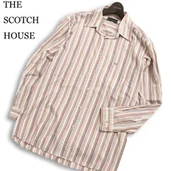 THE SCOTCH HOUSE スコッチハウス 通年 ロゴ刺繍★ 長袖 ストライプ シャツ Sz.L メンズ 大きいサイズ