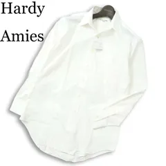 【新品 未使用】 Hardy Amies ハーディ エイミス 形態安定加工★ 長袖 ストライプ シャツ ワイシャツ Sz.38-80 メンズ 白のサムネイル